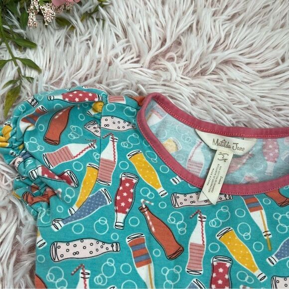 Matilda Jane Wonderment Soda Pop Turquoise Pink Yellow Ric Rac Dress Girls Sz 2 - Picture 7 of 10